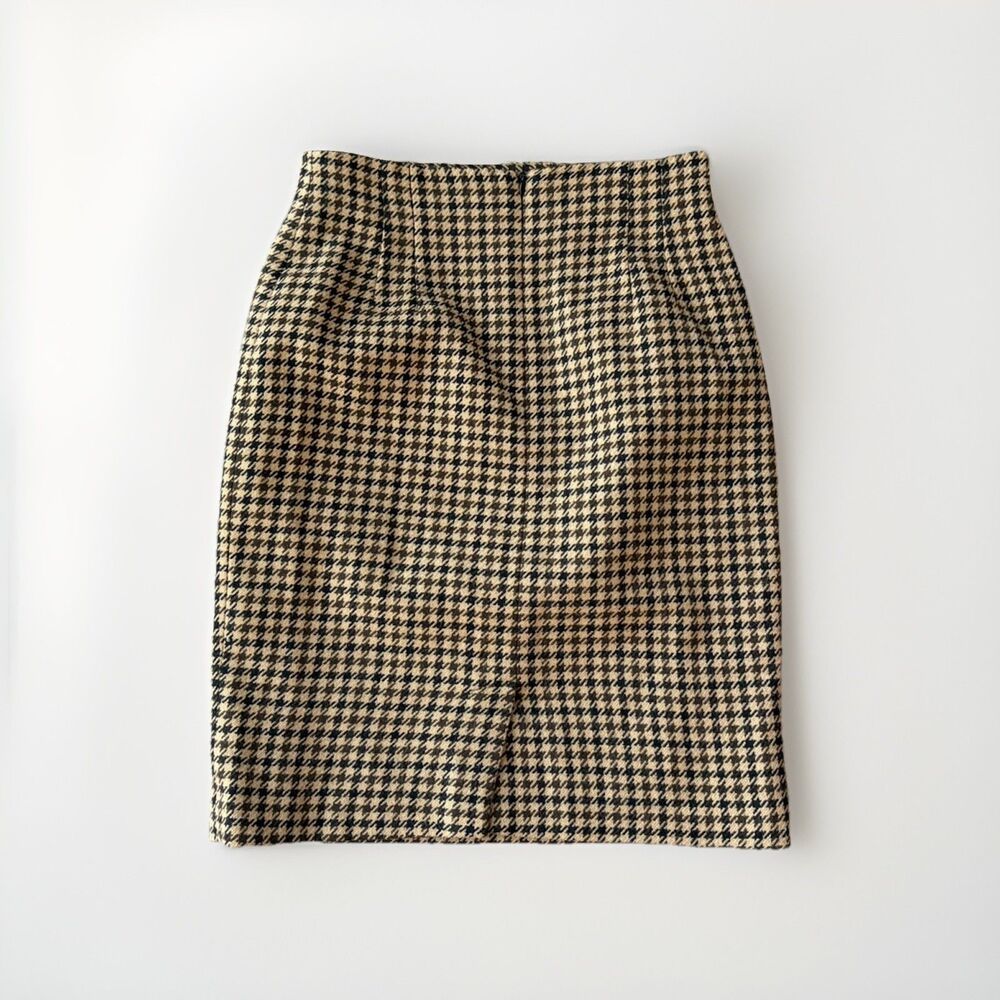 VTG Jones New York Worsted Wool Houndstooth Pencil Skirt Size 8 Lined Zip - Picture 2 of 6